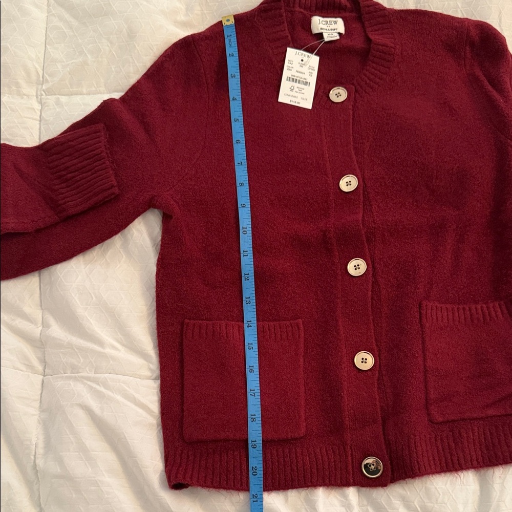 J. Crew Deep Red Cardigan Sweater - Picture 3 of 4